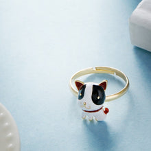 Cute Adjustable Hand-painted Enamel French Bulldog Ring