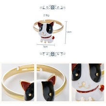 Cute Adjustable Hand-painted Enamel French Bulldog Ring