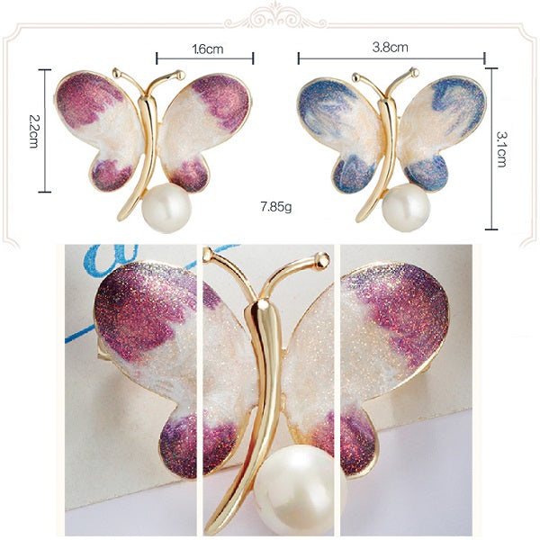 Versatile Hand-painted Enamel Butterfly Brooch
